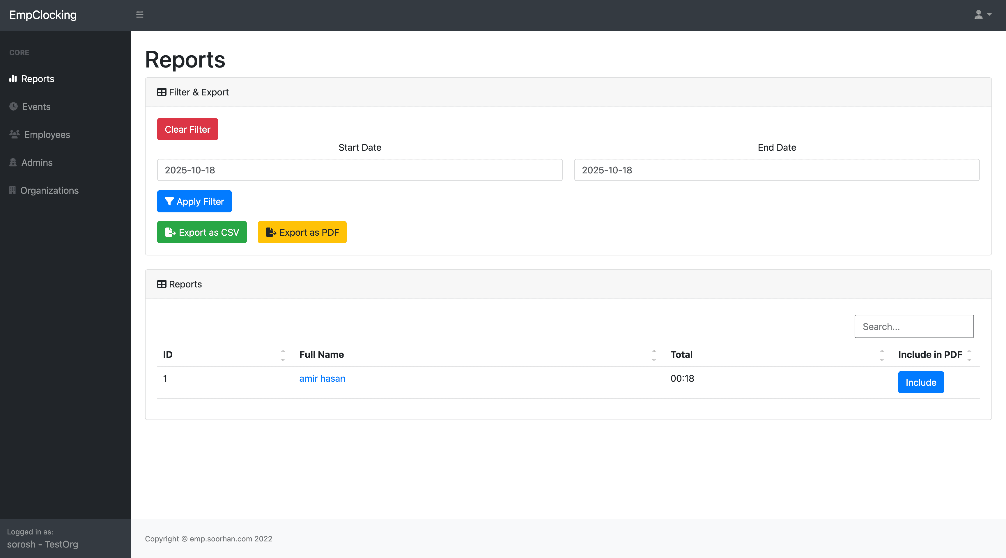 Soorhan dashboard screenshot 2